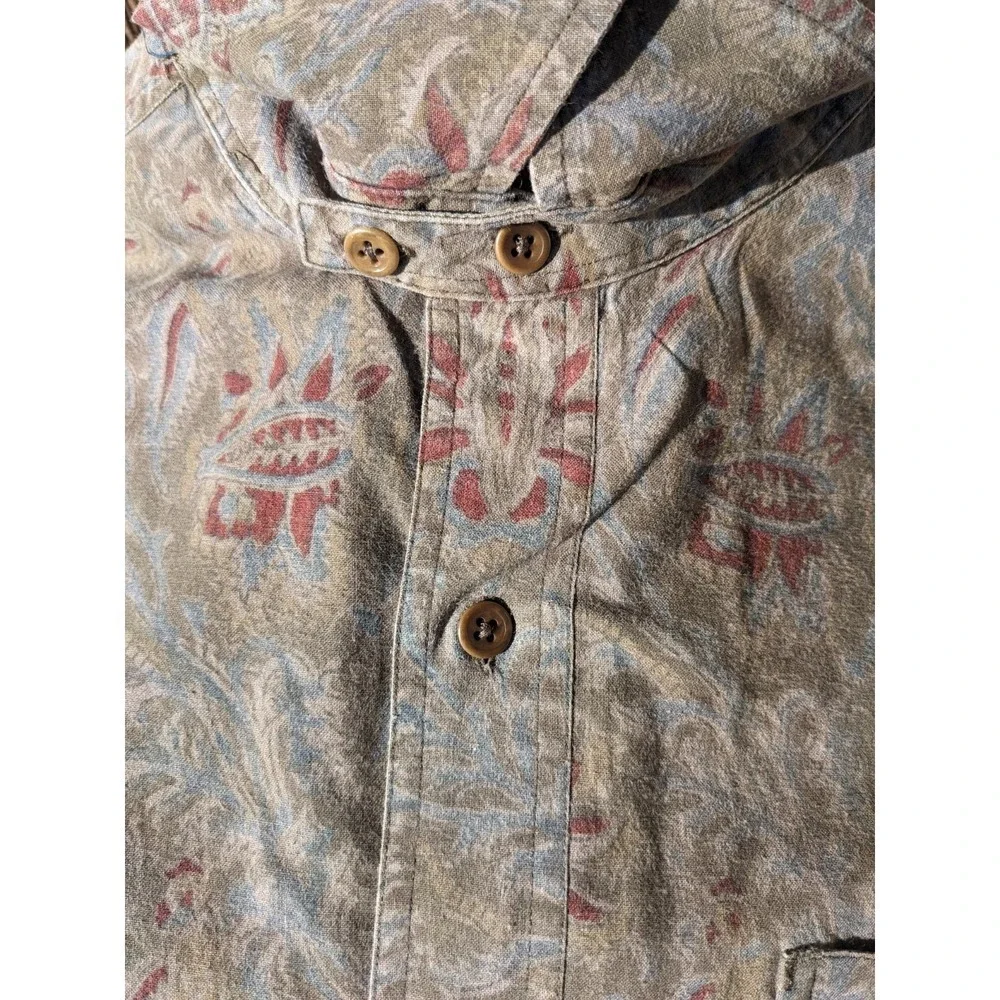 Vintage 90s Polo Ralph Lauren Safari Paisley Shirt XL Earth Tone Cotton Ink Wash